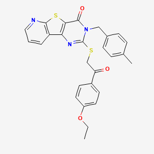 molecular formula C27H23N3O3S2 B2833248 2-((2-(4-乙氧基苯基)-2-氧代乙基)硫)-3-(4-甲基苄基)吡啶并[3',2':4,5]噻吩并[3,2-d]嘧啶-4(3H)-酮 CAS No. 1223853-00-6