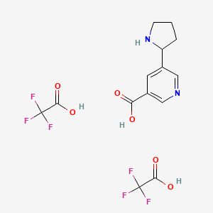 molecular formula C14H14F6N2O6 B2833286 5-(Pyrrolidin-2-yl)pyridine-3-carboxylic acid; bis(trifluoroacetic acid) CAS No. 2094459-84-2