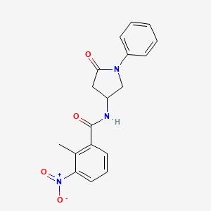 molecular formula C18H17N3O4 B2833291 2-methyl-3-nitro-N-(5-oxo-1-phenylpyrrolidin-3-yl)benzamide CAS No. 896362-02-0