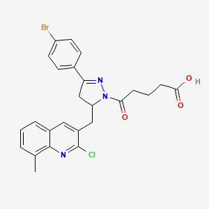 molecular formula C25H23BrClN3O3 B2833303 5-[5-(4-Bromophenyl)-3-[(2-chloro-8-methylquinolin-3-yl)methyl]-3,4-dihydropyrazol-2-yl]-5-oxopentanoic acid CAS No. 397274-65-6