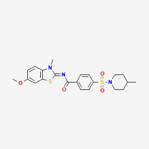 molecular formula C22H25N3O4S2 B2833304 (E)-N-(6-methoxy-3-methylbenzo[d]thiazol-2(3H)-ylidene)-4-((4-methylpiperidin-1-yl)sulfonyl)benzamide CAS No. 850909-53-4
