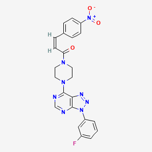 (Z)-1-(4-(3-(3-fluorophenyl)-3H-[1,2,3]triazolo[4,5-d]pyrimidin-7-yl)piperazin-1-yl)-3-(4-nitrophenyl)prop-2-en-1-one