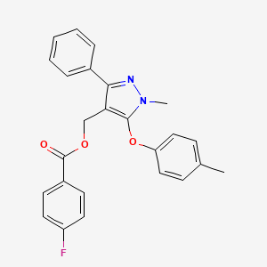 [1-methyl-5-(4-methylphenoxy)-3-phenyl-1H-pyrazol-4-yl]methyl 4-fluorobenzenecarboxylate