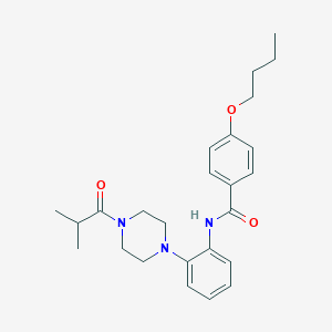 molecular formula C25H33N3O3 B283334 4-butoxy-N-[2-(4-isobutyryl-1-piperazinyl)phenyl]benzamide 