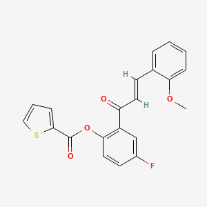 (E)-4-fluoro-2-(3-(2-methoxyphenyl)acryloyl)phenyl thiophene-2-carboxylate