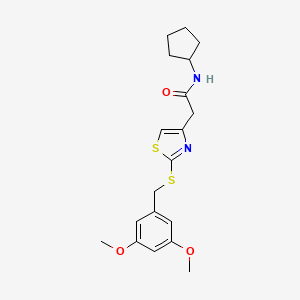 molecular formula C19H24N2O3S2 B2833357 N-cyclopentyl-2-(2-((3,5-dimethoxybenzyl)thio)thiazol-4-yl)acetamide CAS No. 941981-24-4