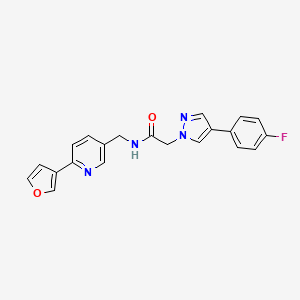 molecular formula C21H17FN4O2 B2833359 2-(4-(4-fluorophenyl)-1H-pyrazol-1-yl)-N-((6-(furan-3-yl)pyridin-3-yl)methyl)acetamide CAS No. 2034387-02-3