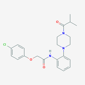 molecular formula C22H26ClN3O3 B283336 2-(4-chlorophenoxy)-N-[2-(4-isobutyryl-1-piperazinyl)phenyl]acetamide 