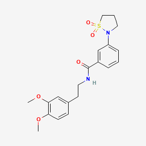molecular formula C20H24N2O5S B2833365 N-(3,4-dimethoxyphenethyl)-3-(1,1-dioxidoisothiazolidin-2-yl)benzamide CAS No. 941986-41-0