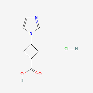 molecular formula C8H11ClN2O2 B2833376 3-咪唑-1-基环丁烷-1-羧酸；盐酸 CAS No. 2260933-39-7