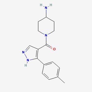 molecular formula C16H20N4O B2833377 (4-aminopiperidin-1-yl)[3-(4-methylphenyl)-1H-pyrazol-4-yl]methanone CAS No. 1325305-71-2