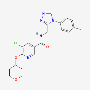 molecular formula C21H22ClN5O3 B2833382 5-chloro-6-((tetrahydro-2H-pyran-4-yl)oxy)-N-((4-(p-tolyl)-4H-1,2,4-triazol-3-yl)methyl)nicotinamide CAS No. 1904343-30-1