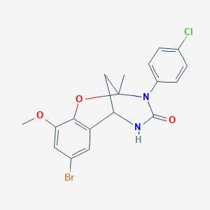molecular formula C18H16BrClN2O3 B2833386 8-bromo-3-(4-chlorophenyl)-10-methoxy-2-methyl-5,6-dihydro-2H-2,6-methanobenzo[g][1,3,5]oxadiazocin-4(3H)-one CAS No. 899353-70-9