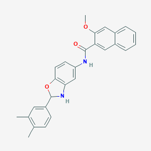 molecular formula C27H24N2O3 B283339 N-[2-(3,4-dimethylphenyl)-2,3-dihydro-1,3-benzoxazol-5-yl]-3-methoxy-2-naphthamide 