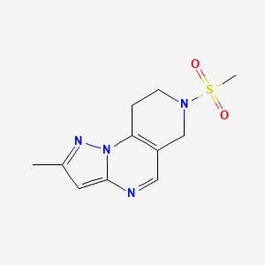 molecular formula C11H14N4O2S B2833394 2-甲基-7-(甲磺酰基)-6,7,8,9-四氢吡唑并[1,5-a]吡啶并[3,4-e]嘧啶 CAS No. 1797204-04-6