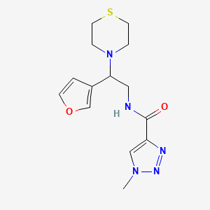molecular formula C14H19N5O2S B2833395 N-(2-(furan-3-yl)-2-thiomorpholinoethyl)-1-methyl-1H-1,2,3-triazole-4-carboxamide CAS No. 2034542-22-6