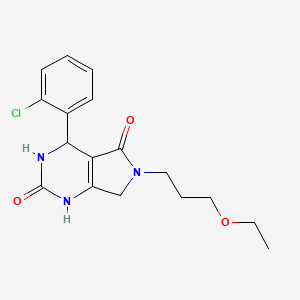 molecular formula C17H20ClN3O3 B2833399 4-(2-chlorophenyl)-6-(3-ethoxypropyl)-3,4,6,7-tetrahydro-1H-pyrrolo[3,4-d]pyrimidine-2,5-dione CAS No. 946372-85-6