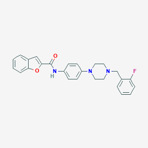 molecular formula C26H24FN3O2 B283341 N-{4-[4-(2-fluorobenzyl)-1-piperazinyl]phenyl}-1-benzofuran-2-carboxamide 