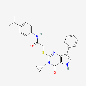 molecular formula C26H26N4O2S B2833417 2-((3-环丙基-4-氧代-7-苯基-4,5-二氢-3H-吡咯并[3,2-d]嘧啶-2-基)硫)-N-(4-异丙基苯基)乙酰胺 CAS No. 2034352-63-9