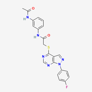 molecular formula C21H17FN6O2S B2833446 N-(3-acetamidophenyl)-2-((1-(4-fluorophenyl)-1H-pyrazolo[3,4-d]pyrimidin-4-yl)thio)acetamide CAS No. 893936-94-2