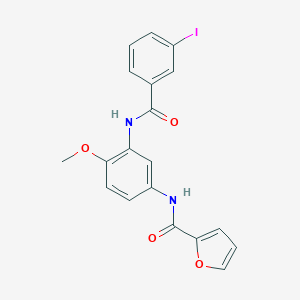 molecular formula C19H15IN2O4 B283345 N-{3-[(3-iodobenzoyl)amino]-4-methoxyphenyl}-2-furamide 