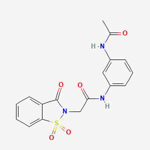 N-(3-acetamidophenyl)-2-(1,1,3-trioxo-1,2-benzothiazol-2-yl)acetamide
