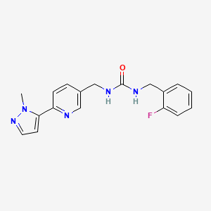 molecular formula C18H18FN5O B2833452 1-(2-氟苄基)-3-((6-(1-甲基-1H-吡唑-5-基)吡啶-3-基)甲基)脲 CAS No. 2034369-36-1