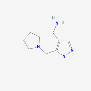 molecular formula C10H18N4 B2833453 [1-Methyl-5-(pyrrolidin-1-ylmethyl)pyrazol-4-yl]methanamine CAS No. 1508707-25-2