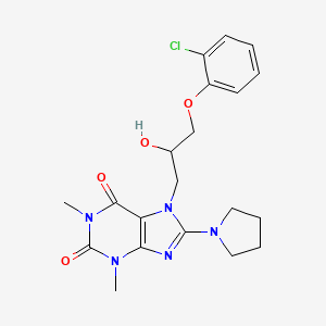 molecular formula C20H24ClN5O4 B2833454 7-(3-(2-chlorophenoxy)-2-hydroxypropyl)-1,3-dimethyl-8-(pyrrolidin-1-yl)-1H-purine-2,6(3H,7H)-dione CAS No. 1105196-76-6