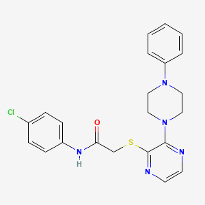 molecular formula C22H22ClN5OS B2833458 N-(4-chlorophenyl)-2-{[3-(4-phenylpiperazin-1-yl)pyrazin-2-yl]sulfanyl}acetamide CAS No. 1116038-01-7