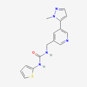 molecular formula C15H15N5OS B2833463 1-((5-(1-methyl-1H-pyrazol-5-yl)pyridin-3-yl)methyl)-3-(thiophen-2-yl)urea CAS No. 2034385-37-8