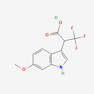 molecular formula C12H10F3NO3 B2833467 3,3,3-Trifluoro-2-(6-methoxy-1H-indol-3-yl)propanoic acid CAS No. 1983938-09-5