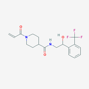 molecular formula C18H21F3N2O3 B2833468 N-[2-Hydroxy-2-[2-(trifluoromethyl)phenyl]ethyl]-1-prop-2-enoylpiperidine-4-carboxamide CAS No. 2361897-05-2