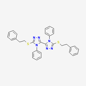 molecular formula C32H28N6S2 B2833481 5,5'-bis(phenethylthio)-4,4'-diphenyl-4H,4'H-3,3'-bi(1,2,4-triazole) CAS No. 500267-40-3