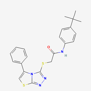 molecular formula C22H22N4OS2 B2833483 N-(4-(tert-butyl)phenyl)-2-((5-phenylthiazolo[2,3-c][1,2,4]triazol-3-yl)thio)acetamide CAS No. 671199-56-7