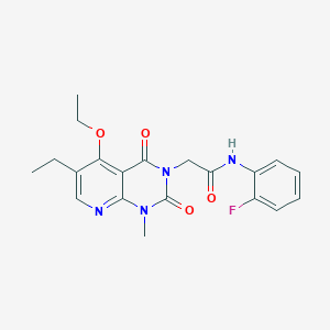 molecular formula C20H21FN4O4 B2833485 2-(5-ethoxy-6-ethyl-1-methyl-2,4-dioxo-1,2-dihydropyrido[2,3-d]pyrimidin-3(4H)-yl)-N-(2-fluorophenyl)acetamide CAS No. 1005303-44-5