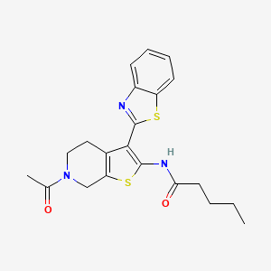 molecular formula C21H23N3O2S2 B2833491 N-(6-乙酰-3-(苯并[d]噁唑-2-基)-4,5,6,7-四氢噻吩[2,3-c]嘧啶-2-基)戊酰胺 CAS No. 864859-74-5