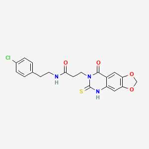 molecular formula C20H18ClN3O4S B2833492 N-[2-(4-chlorophenyl)ethyl]-3-(8-oxo-6-sulfanylidene-5H-[1,3]dioxolo[4,5-g]quinazolin-7-yl)propanamide CAS No. 688055-17-6