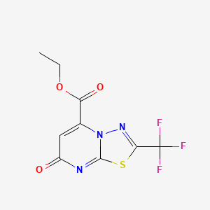 molecular formula C9H6F3N3O3S B2833498 ethyl 7-oxo-2-(trifluoromethyl)-7H-[1,3,4]thiadiazolo[3,2-a]pyrimidine-5-carboxylate CAS No. 82077-86-9