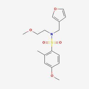 molecular formula C16H21NO5S B2833504 N-(呋喃-3-基甲基)-4-甲氧基-N-(2-甲氧基乙基)-2-甲基苯磺酰胺 CAS No. 1421483-79-5