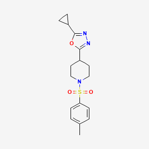 molecular formula C17H21N3O3S B2833513 2-Cyclopropyl-5-(1-tosylpiperidin-4-yl)-1,3,4-oxadiazole CAS No. 1172733-09-3