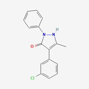 molecular formula C16H13ClN2O B2833515 4-(3-chlorophenyl)-5-methyl-2-phenyl-1,2-dihydro-3H-pyrazol-3-one CAS No. 400076-58-6