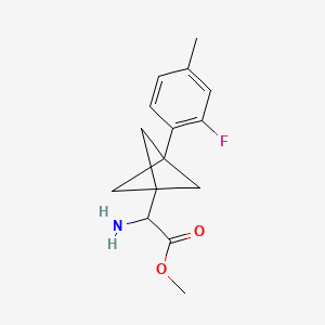 molecular formula C15H18FNO2 B2833542 Methyl 2-amino-2-[3-(2-fluoro-4-methylphenyl)-1-bicyclo[1.1.1]pentanyl]acetate CAS No. 2287266-17-3