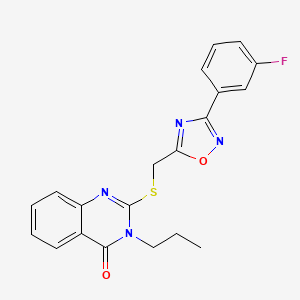 2-(((3-(3-fluorophenyl)-1,2,4-oxadiazol-5-yl)methyl)thio)-3-propylquinazolin-4(3H)-one