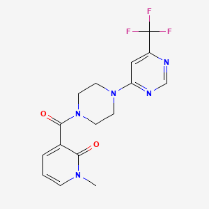 molecular formula C16H16F3N5O2 B2833555 1-methyl-3-(4-(6-(trifluoromethyl)pyrimidin-4-yl)piperazine-1-carbonyl)pyridin-2(1H)-one CAS No. 2034261-02-2