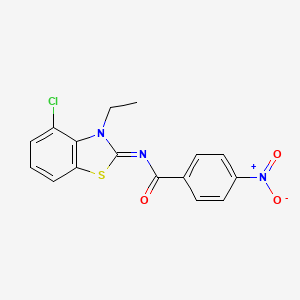 molecular formula C16H12ClN3O3S B2833559 N-(4-氯-3-乙基-1,3-苯并噻唑-2-基亚甲基)-4-硝基苯甲酰胺 CAS No. 865545-49-9