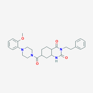 molecular formula C28H28N4O4 B2833563 7-[4-(2-Methoxyphenyl)piperazine-1-carbonyl]-3-(2-phenylethyl)-1,2,3,4-tetrahydroquinazoline-2,4-dione CAS No. 958583-74-9