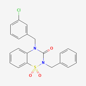 molecular formula C21H17ClN2O3S B2833566 2-benzyl-4-(3-chlorobenzyl)-2H-1,2,4-benzothiadiazin-3(4H)-one 1,1-dioxide CAS No. 941900-20-5