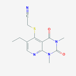 2-((6-Ethyl-1,3-dimethyl-2,4-dioxo-1,2,3,4-tetrahydropyrido[2,3-d]pyrimidin-5-yl)thio)acetonitrile