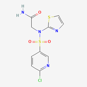 molecular formula C10H9ClN4O3S2 B2833581 2-[N-(1,3-thiazol-2-yl)6-chloropyridine-3-sulfonamido]acetamide CAS No. 1281155-97-2